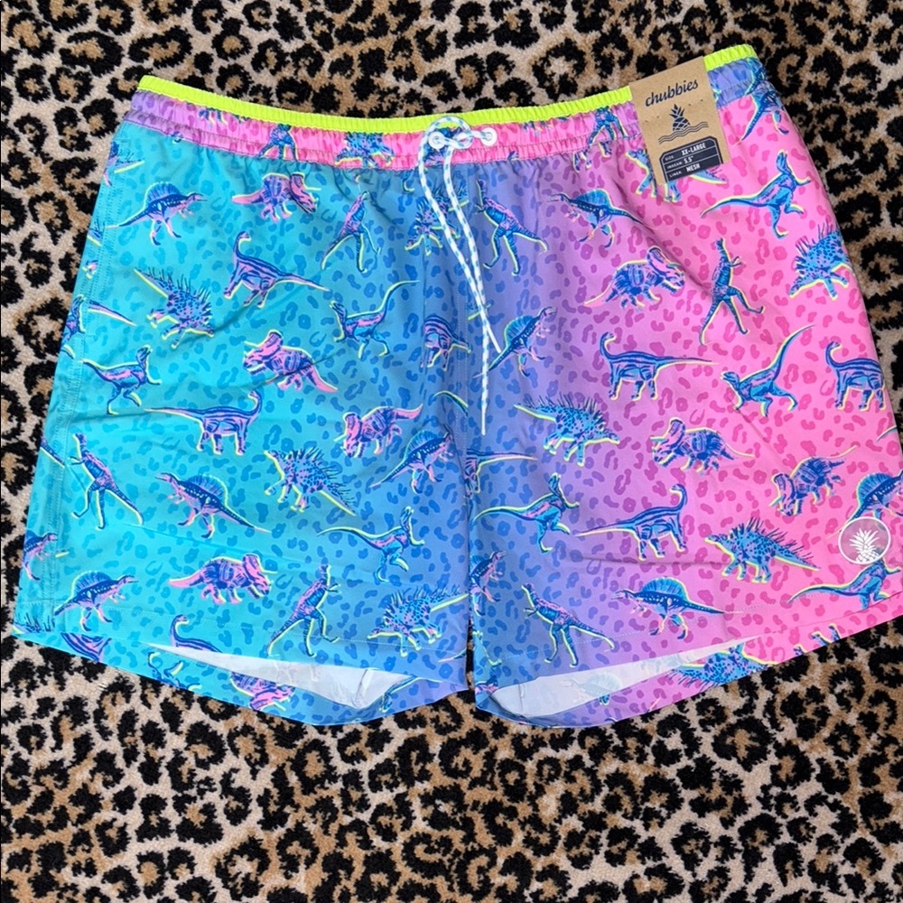 NWT Chubbies dinosaur swim trunks XXL